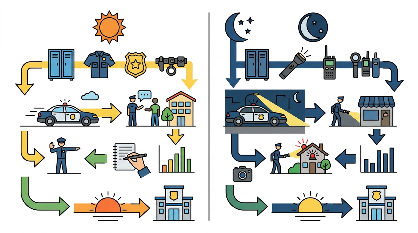 Featured image for "Police Officer: Day Shift vs. Night Shift"